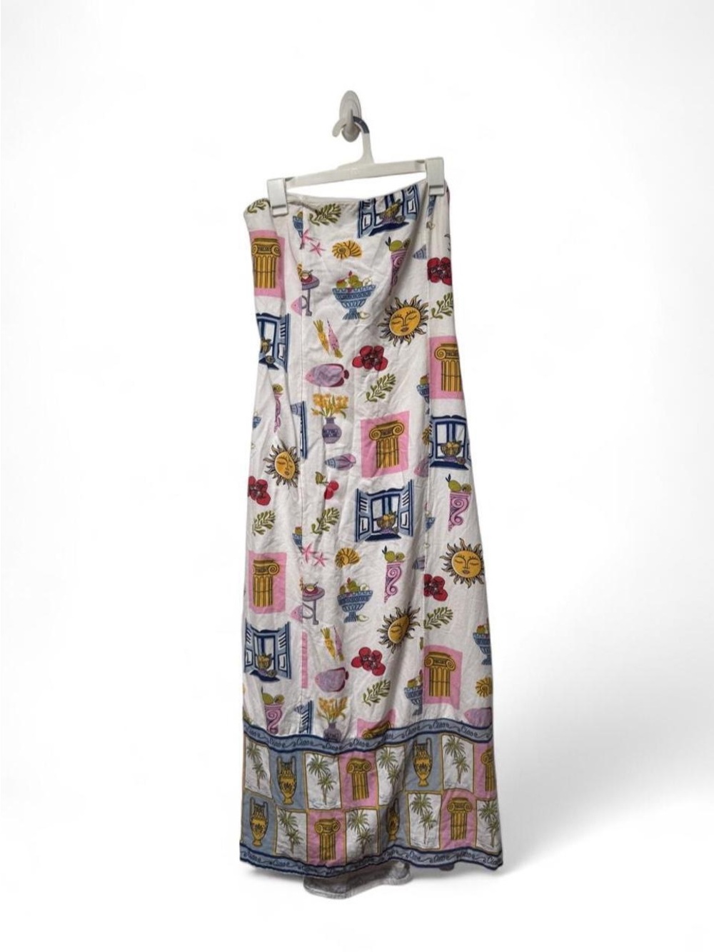 Japna Travel Ciao White Strapless Maxi Skirt with Fun Prints XL Europe